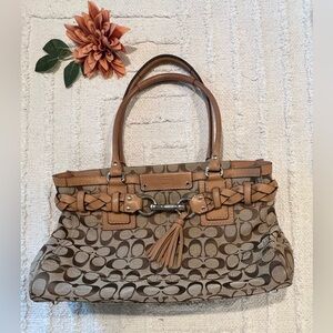 COACH Leather Canvas Hampton Bag